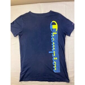 Champion Mens TShirt Navy Blue Graphic Print Short Sleeve Crew Neck Cotton Blend